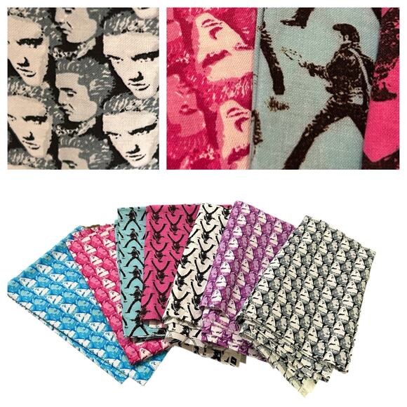 Vintage Elvis Presley Fabric Bundle 7 Cranston VIP Fat Quarters Pop Art Style - - Picture 1 of 5